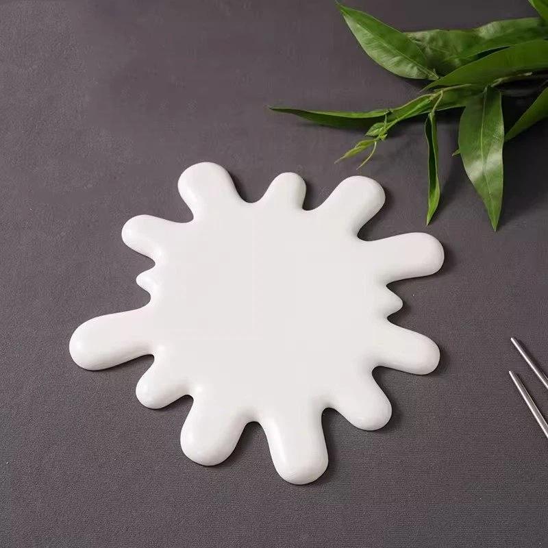 Kreatywny Nieregularny Ceramiczny Talerz Obiadowy na Stek, Deser, Sushi – Biała Zastawa Stołowa