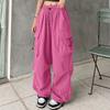 Women's Wide-Leg Athletic Pants with Multiple Pockets, Drawstring and Tapered Ankles