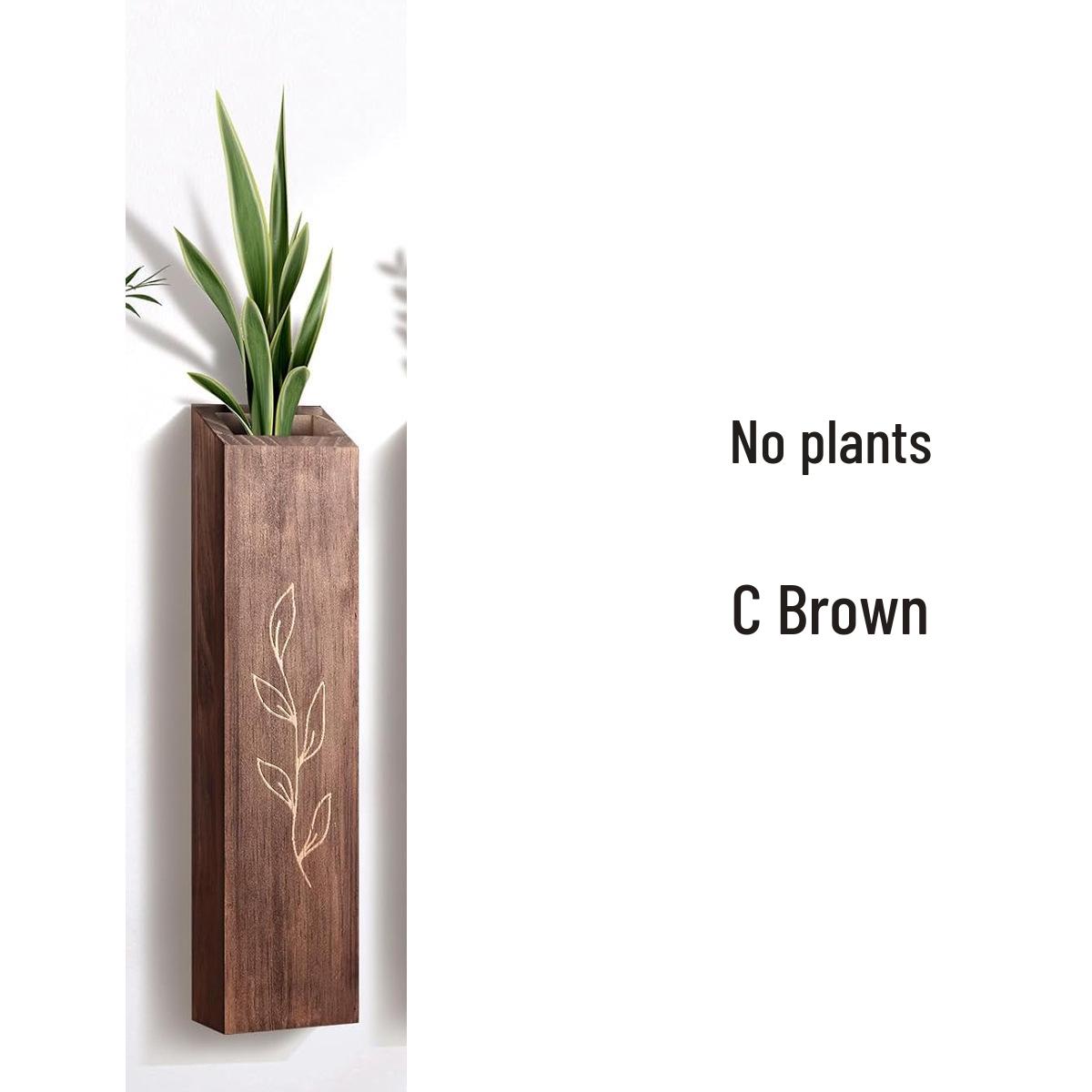 

Pine Wood Wall-Mounted Flower Vase for Dry Flowers - Farmhouse Style Indoor Decor