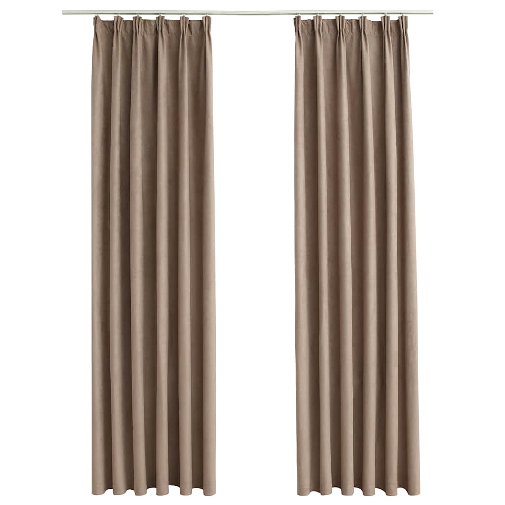 Vidaxl Blackout Curtains with Hooks, 2 Pcs, Taupe, 140X245 Cm