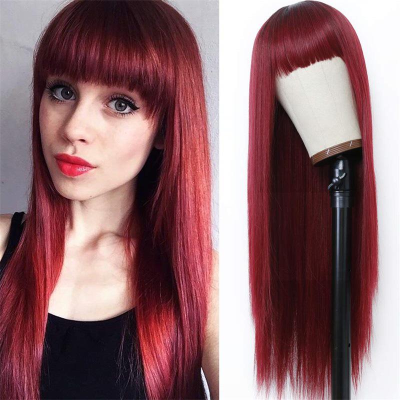 European Women's Fashion Colorful Long Straight Synthetic Wig for Cosplay