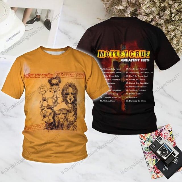 T-shirt Imprimé 3D Groupe Rock Motley Crue Hommes Femmes Mode Hip Hop Décontracté Manches Courtes Hauts T-shirts Vêtements Hommes T-shirt Enfant