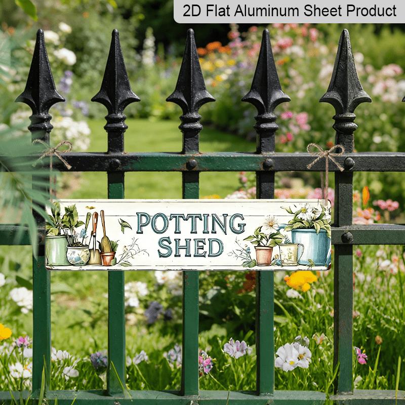 2D Flat Vintage "POTTING SHED" Metal Sign, Rustic Garden Wall Decor, 15.7×3.94" Outdoor Porch Decor & Gift