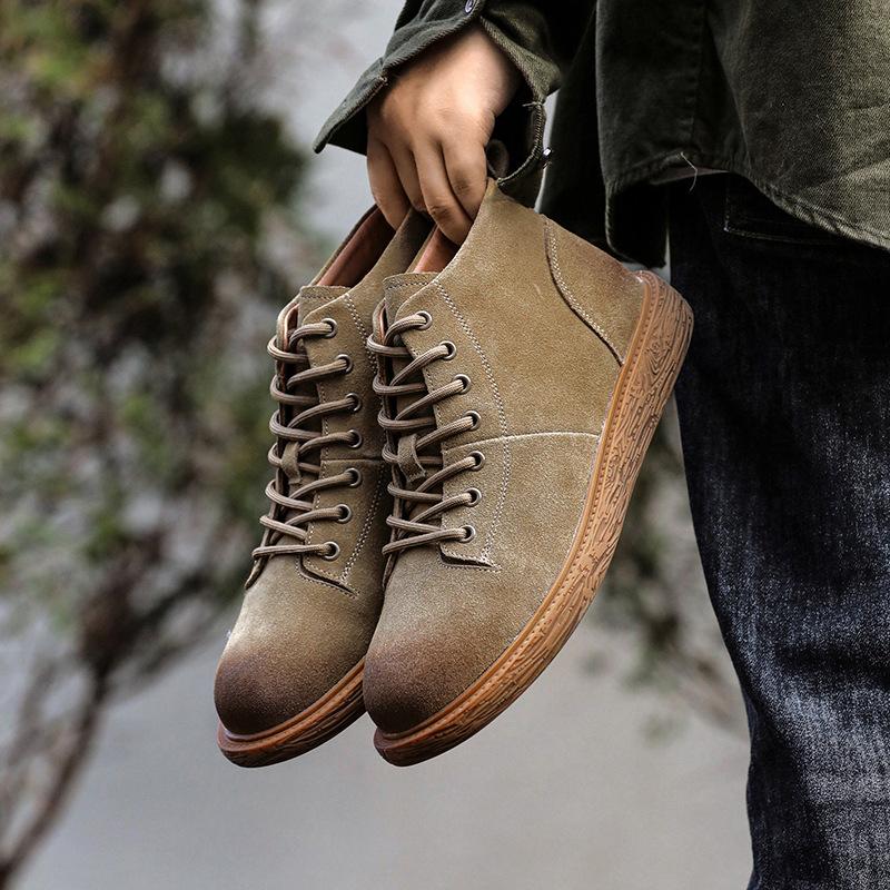 

Ботинки Martin мужские осенние универсальные высокие повседневные туфли ретро кожаные короткие ботинки на платформе британские мужские ботинки 44 хаки