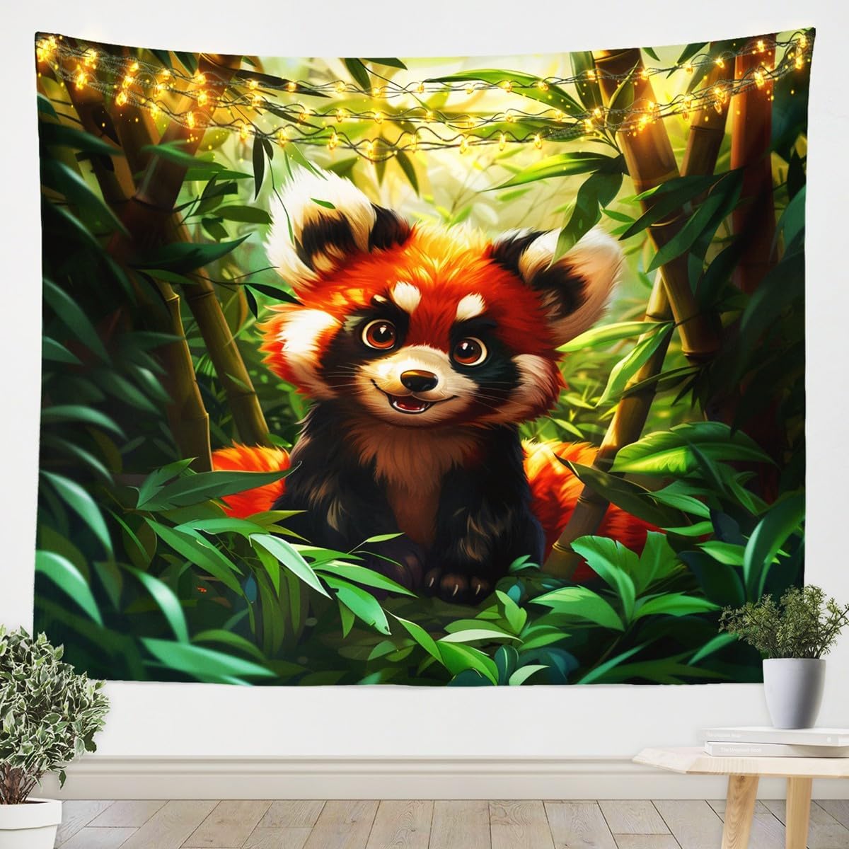 

Castle Fairy Fox Pattern Tapestry Red White Fox Tapestries for Room Starry Sky Cloud Wall Hangings Art Mysterious Animals Home 74x94cm(29x37in)