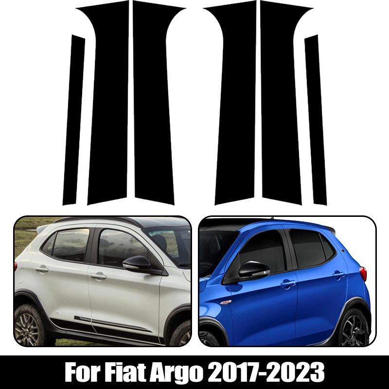 6Pcs Glossy Black Pillar Posts For Fiat Argo 2017 2018 2019 2020 2021 2022 2023 Window Decoration Cover Door Side Trim Stickers