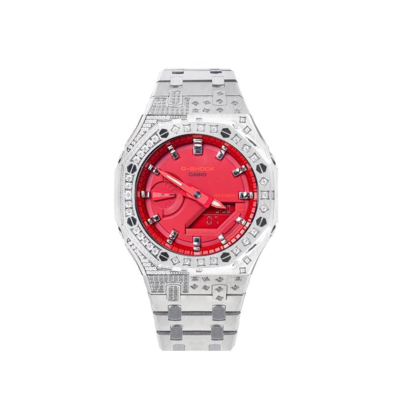 Casio Men Liquid Crystal,Analog Dual Display Series Red Watch GA-2100-4A(Watch8--)