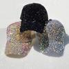 Fashion Ladies Full Sequin Decor Trucker Cap, Shiny Mesh Back Peaked Hat, Adjustable Sun Protection Baseball Hat for Outdoor Vacation