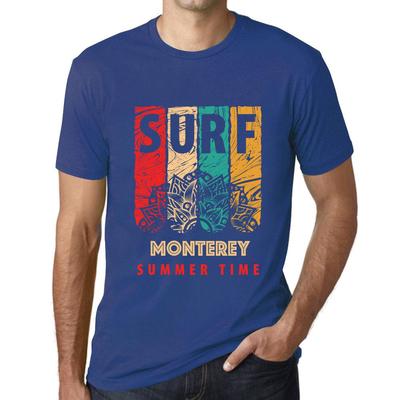 Men’s Vintage Tee Shirt Graphic T Shirt Surf Summer Time Monterey Royal Blue
