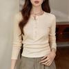 Navava Unisex NT3046 Ribbed Basic Henley Neck Long Sleeve T shirT