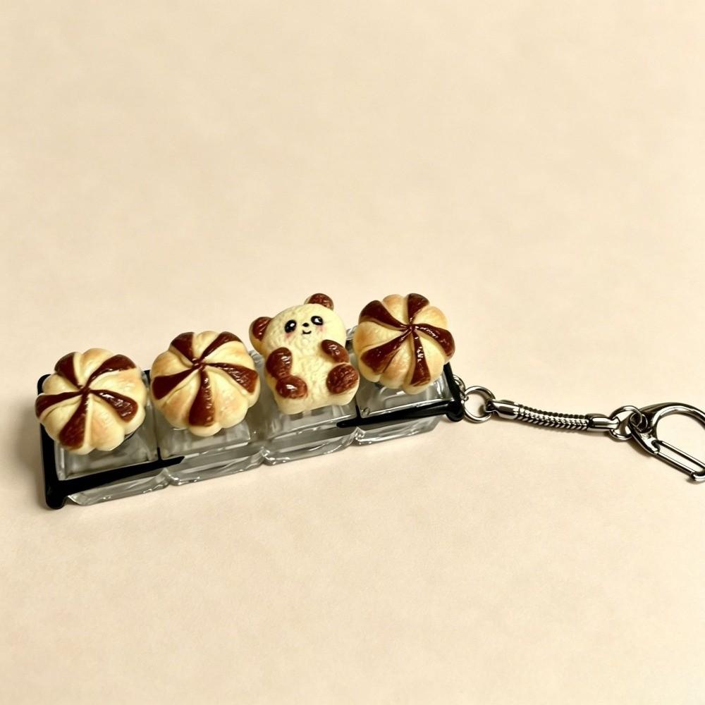 Simulation Food Food Miniature Fidget Keycap Finger Button Fake Food Key Chain  Bag Charm