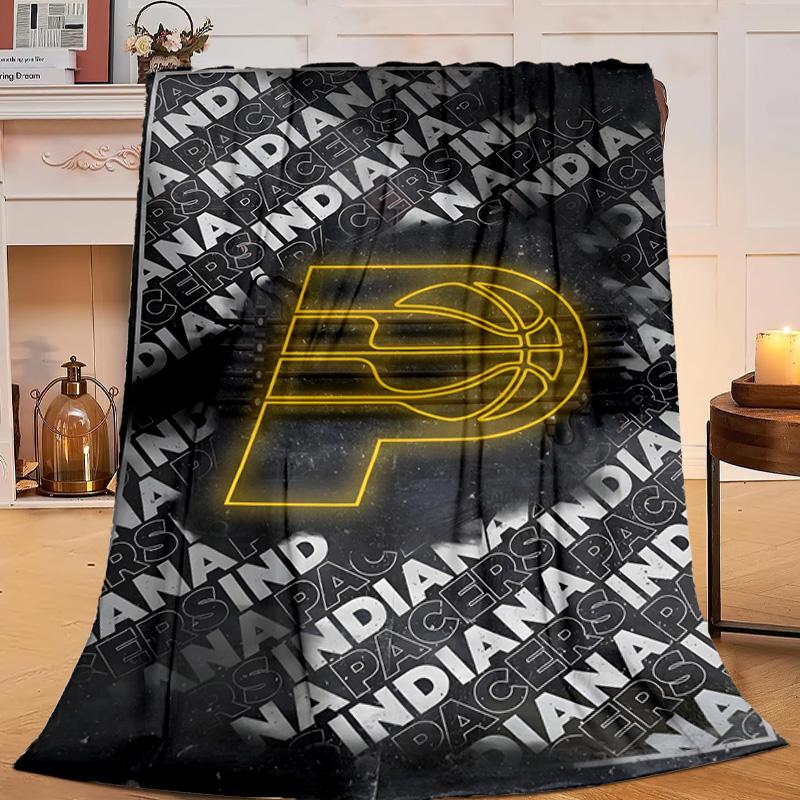 basketball Pacers Neon Art Blanket Flannel Throw for Sofa, Travel, Camping, Livingroom, Office, Chair and Bed Soft and Warm Holiday gifts
