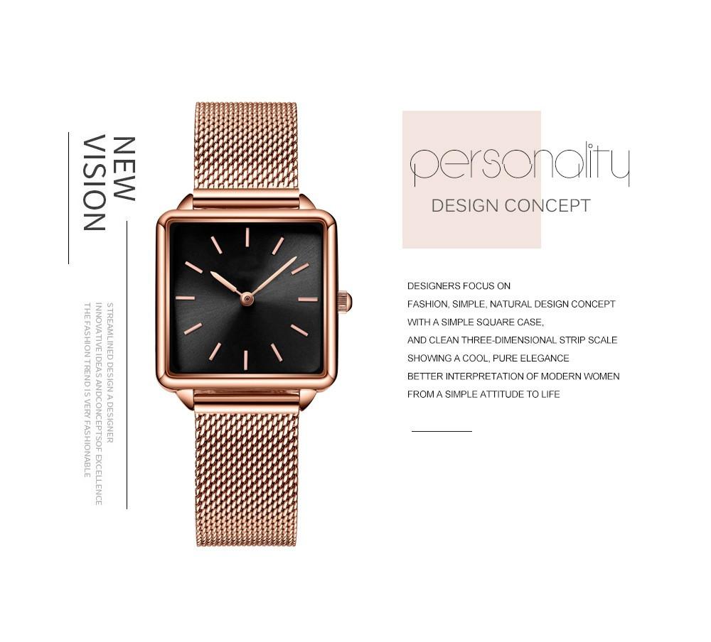 Top Brand Simple Women Watch Luxury Metal Mesh Square Quartz Wristwatch Fashion Elegant Ladies Watch Women Clock reloj mujer