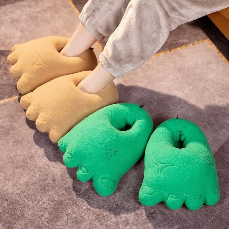 Cartoon weird big foot slippers personality creative cute plush home shoes indoor winter couple warm slippers