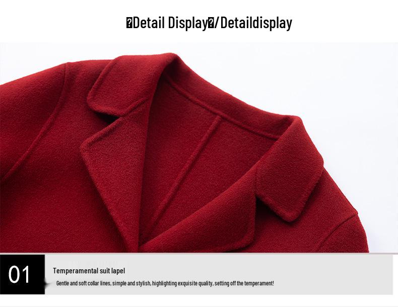 Petite Mid-Length Double-Faced Wool Coat with Suit Collar - Women's Slim-Fitting, New for Autumn/Winter 2026.