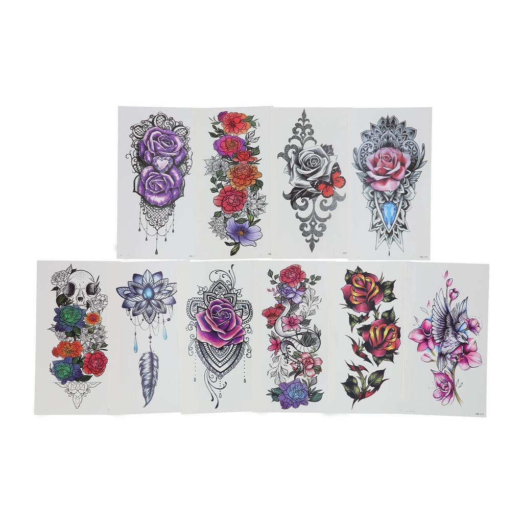 20pcs Temporary Tattoos Stickers Waterproof Long Lasting Flower Fake Tattoo for Women