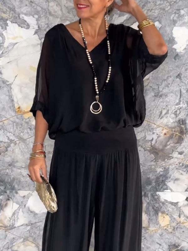 2024 Summer Women's Solid Color Chiffon Set - European & American Fashion