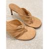 Chanclas de tacón de aguja francés de ante de cuero para mujer, nuevas sandalias de tacón alto de primavera y verano