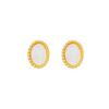 Natural White Fritillary Black Agate Oval Stud Earrings Women's Antique Light Luxury Temperament Earrings S Silver Needle Earrings