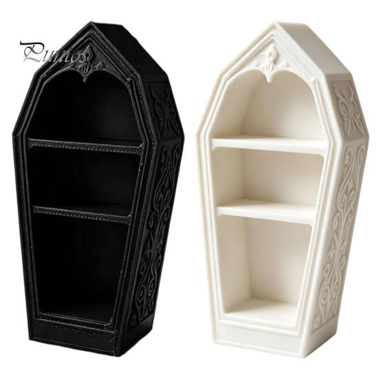 Halloween-Thema Ausstellungsständer Gotische Sargförmige Schmuckaufbewahrungsbox, 3D-gedrucktes Mini-Sarg-Ringschälchen für Kristalle Schmuckaufbewahrung, Gruselig