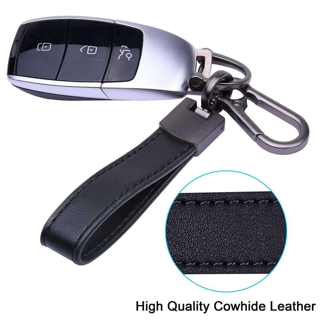 Car Genuine Car Key Lost Smart Key Universal Black [Wisdompro] Keychain, Leather, Chain, Prevention, Type, Stylish, Unisex, (Carabiner Clip)