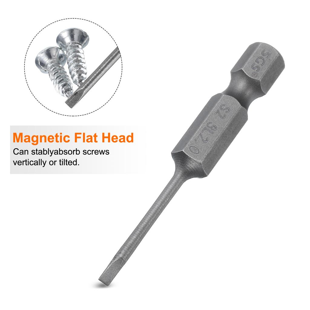 1/5/10pcs Magnetic Slotted Screwdriver Bits SL2 SL3 SL4 SL5 SL6 S2 Flat Head Screwdriver Bit 1/4" Hex Shank Screw Driver Bits