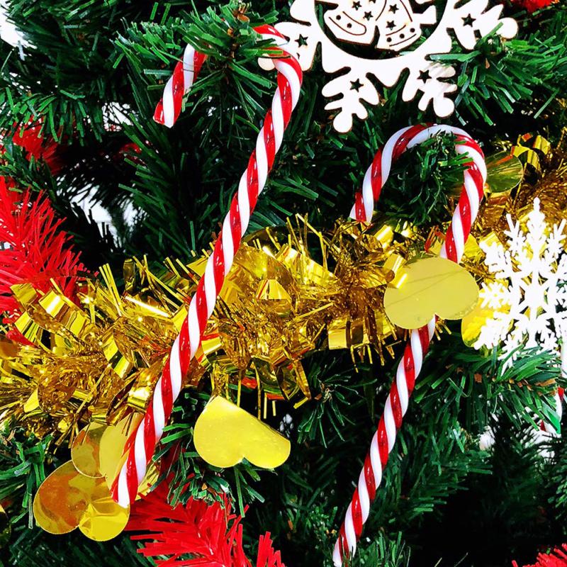 6pcs Christmas Ornament Plastic Candy Canes Christmas Tree Hanging Ornaments