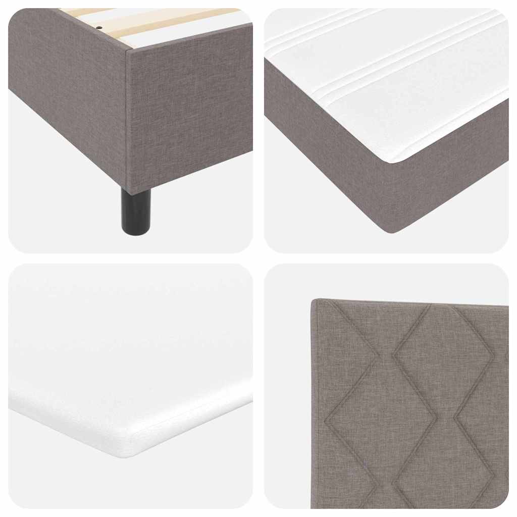 Box Spring Bed with Headboard Taupe 200 x 200 cm Fabric