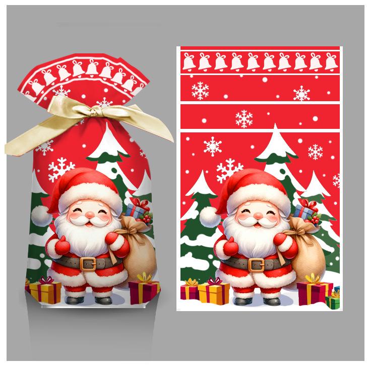 50pcs 2025 Christmas Candy and Cookie Gift Bags with Ribbon Drawstrings