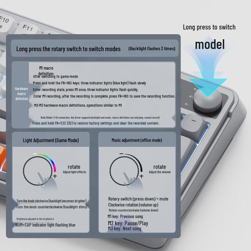 AOC GK210 99-Key Tri-Mode Mechanical Feel Keyboard
