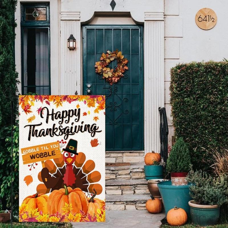 Thanksgiving Sports Turkey Double-Sided Garden Flag 45x30cm/18x12in Fall Outdoor Yard Display