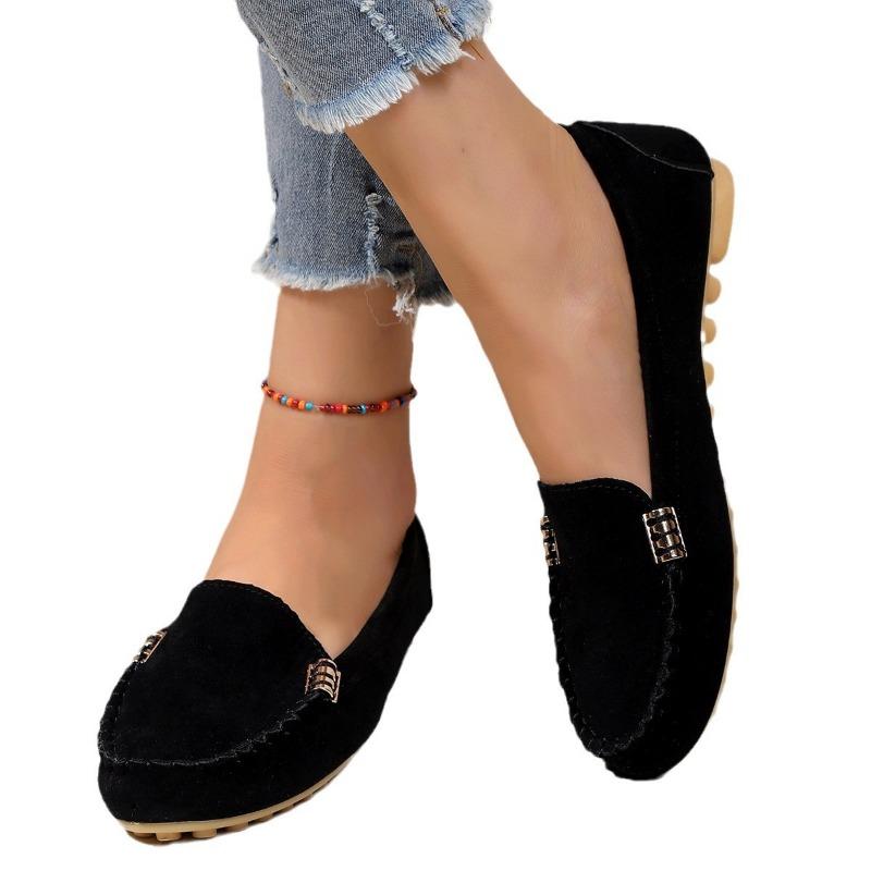 Large Size Women's Shoes Spring and Autumn New Doudou Shoes Shallow Mouth One Pedal Women's Single Shoes