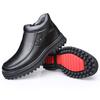 Old man's head new winter leather casual high-top men's cotton leather shoes middle-aged and elderly wool warm velvet shoes 19-99