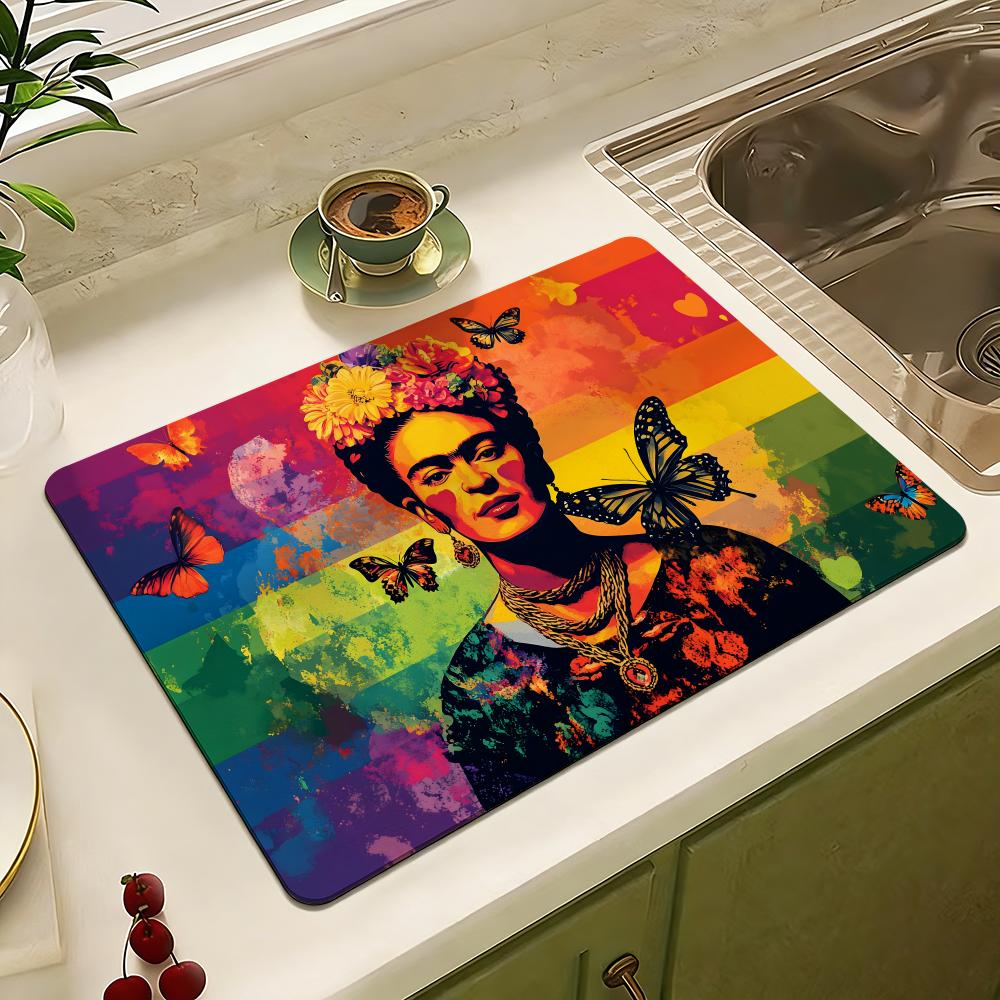 Tappetino da Pavimento Hot Art F-Frida K-Kahlo Tappetino da Pavimento in Diatomea Asciugatura Rapida Resistente agli Odori Antiscivolo Tappetino da Bagno Cucina
