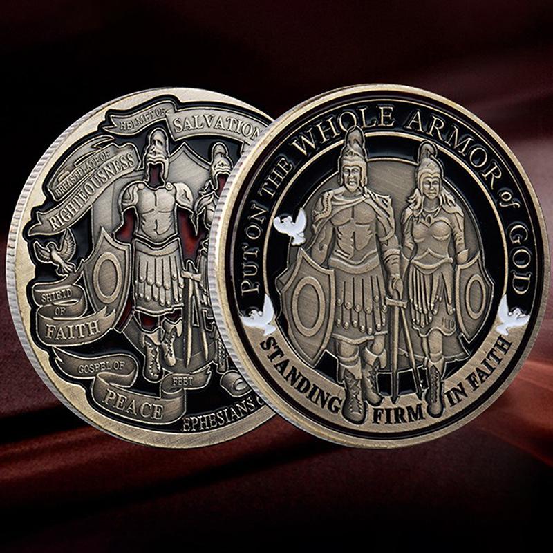 Médaille Armure De Dieu – Bronze – Plaque Chevalier Double Face – Pièce Collection