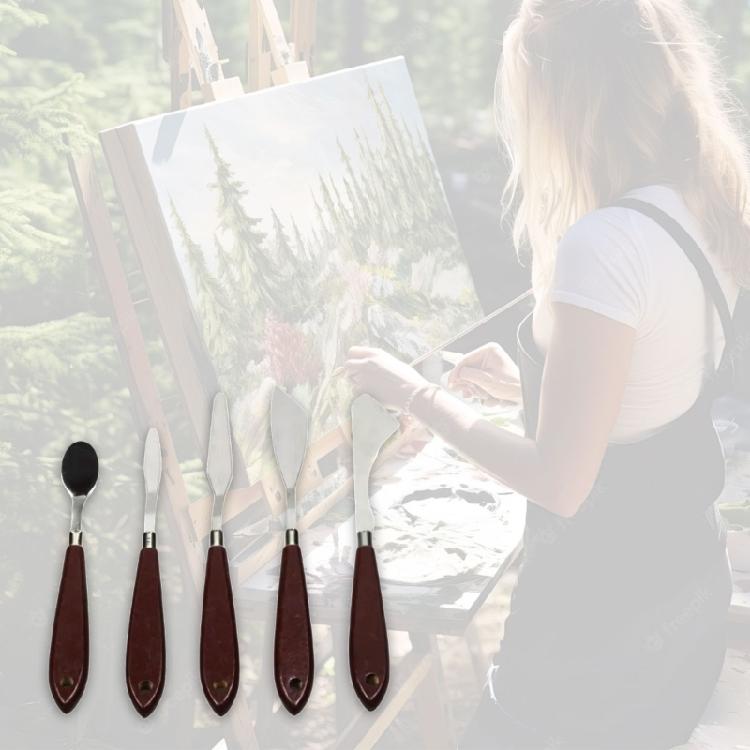 5 Pcs Painting Mixing Scraper Painting Spatula Set Palette Scraper Set Painting Tool for Canvas Painting