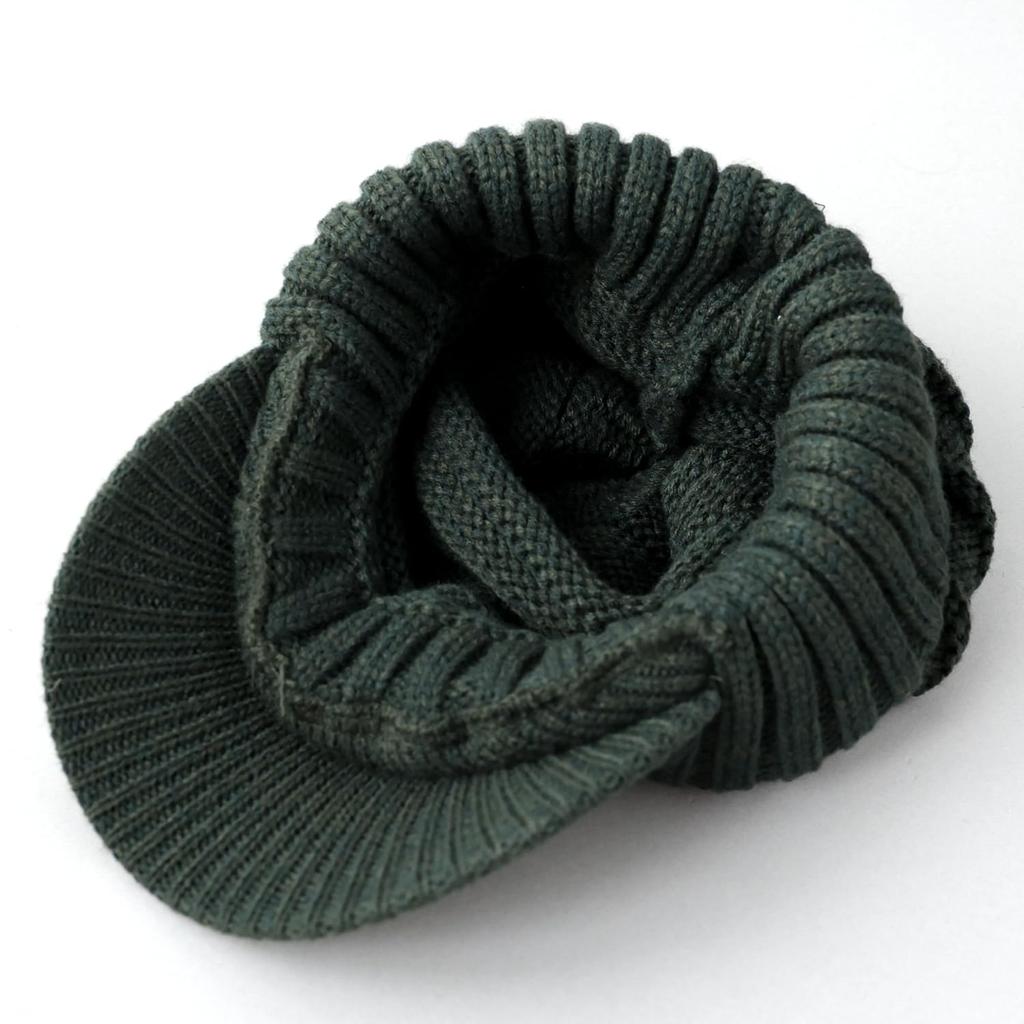 AVIREX Chunky Brimmed Knit Loose Knit Newsboy Cap for Men and Winter Knit Cap One Mixed Cap, Fit, Women, (JP, Alphabet, Size, Green)
