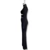 2025 Autumn European & American High-Neck Solid Color Slim-Fit Hollowed-Out Jumpsuit Set