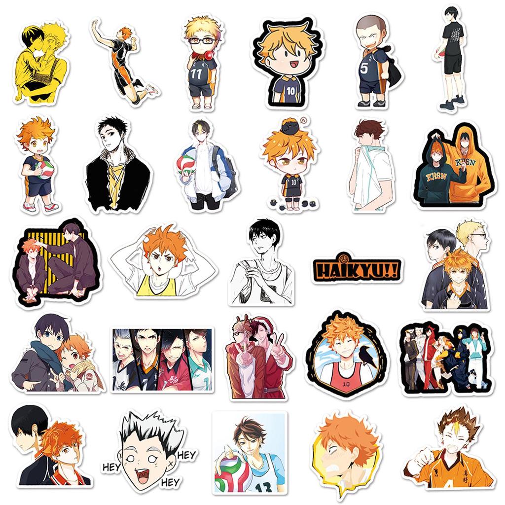 Haikyuu!! Anime Stickers: 52-Piece Waterproof Set for Notebook, Car, Motorcycle, Suitcase