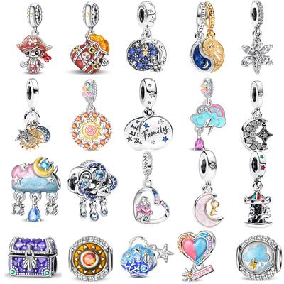 925 Silver Rainbow Stars Moon Sun Charm Pendant DIY Jewelry for Women Necklace Bracelet Fine Jewelry