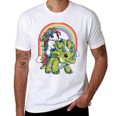 Unicorn Riding Dinosaur Shirt for Girls Women Kids Boys Men Unicorn Triceratops Lover Gift T-Shirt T Shirt for Man T-Shirt