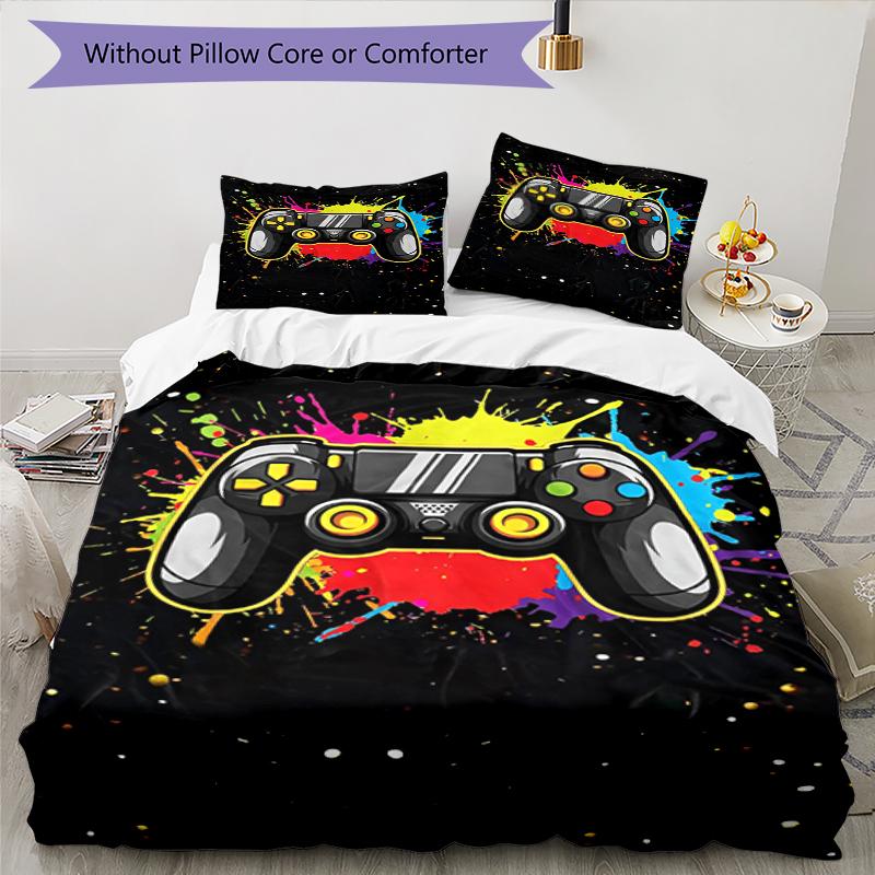 3pcs Game Controller Bedding Set Duvet Cover Closure Includes 1 Duvet Cover & 2 Pillowcases, Soft and Comfortable for All Seasons.