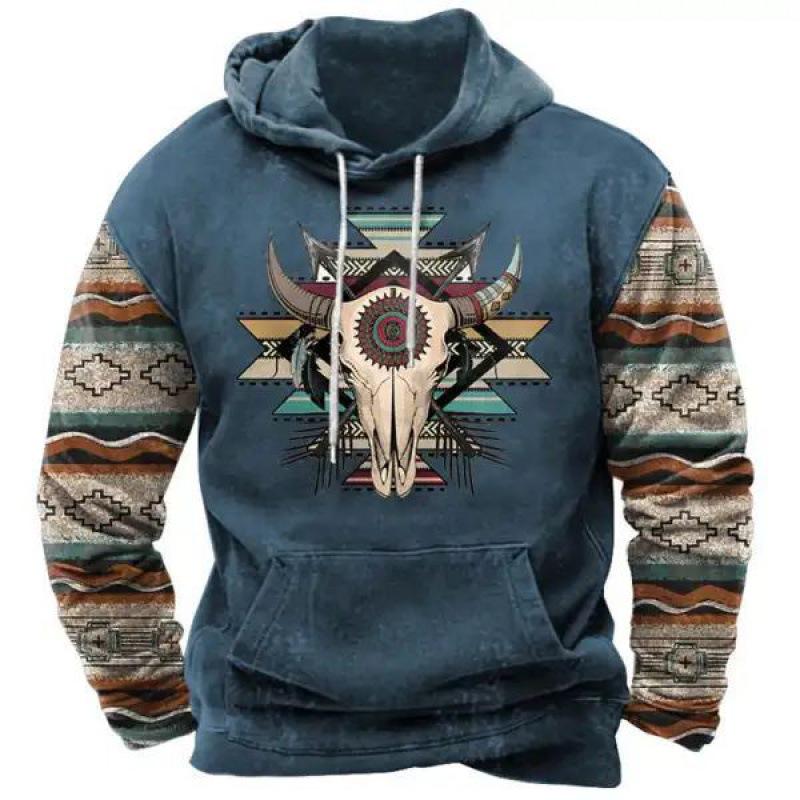 Men's Plus Size 3D Printed Western Hoodie
