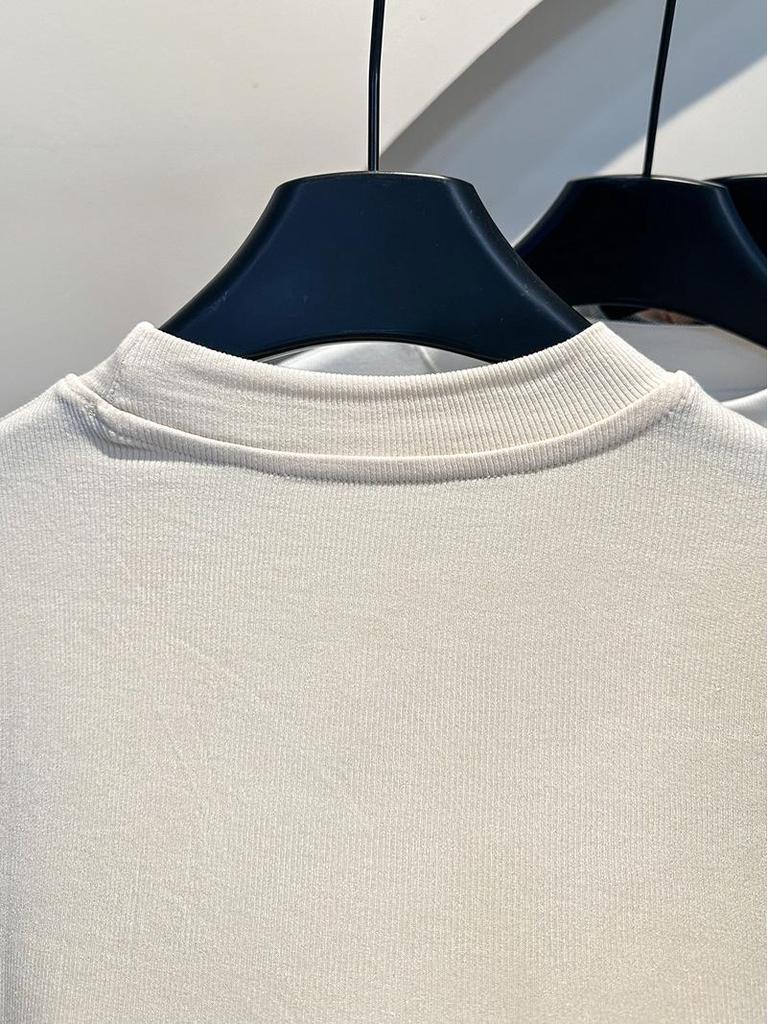 Trendy Women's Ribbed Cotton Stand-Up Collar Long Sleeve Base Shirt for Spring 2025