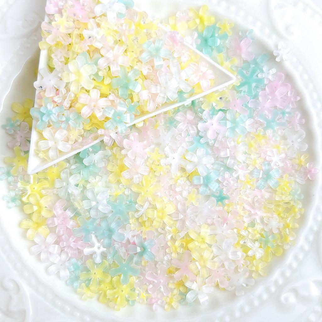 Summer New Flower Nail Art Rhinestones Ice Transparent Size 6mm 10mm Five-Petal Flower Resin Accessories Materials
