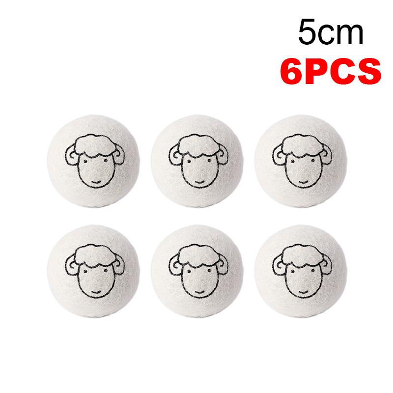 6pcs Reusable Wool Dryer Balls Home Washing Fleece Drying Laundry Ball Clothes Softener Washing Machine Accessories 3/4/5/6/7cm