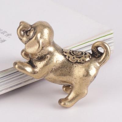 Einfach zu verwendende Feng Shui Desktop-Ornament, Miniatur-Welpenfiguren, Messing-Anhänger, Teehaustier, Sternzeichen Hund