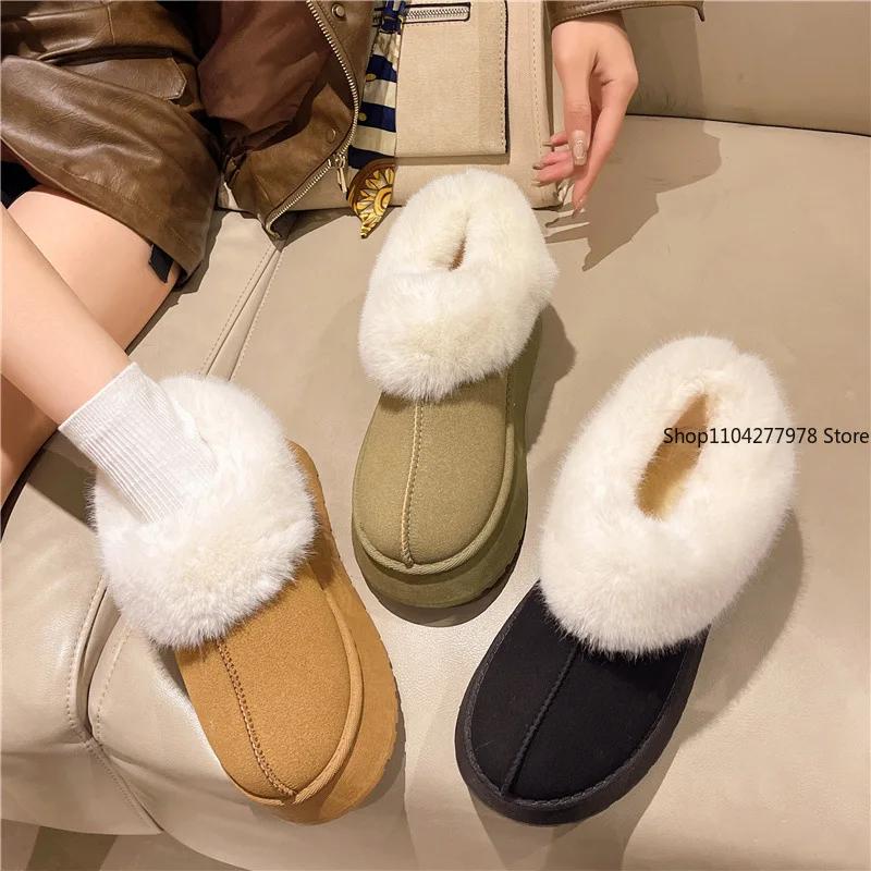 Fashion Winter Warm Boots Women Flats Shoes Short Plush Fur Ankle Snow Boots Casual Shoes Sport Suede Motorcycle Botas Platform Boots