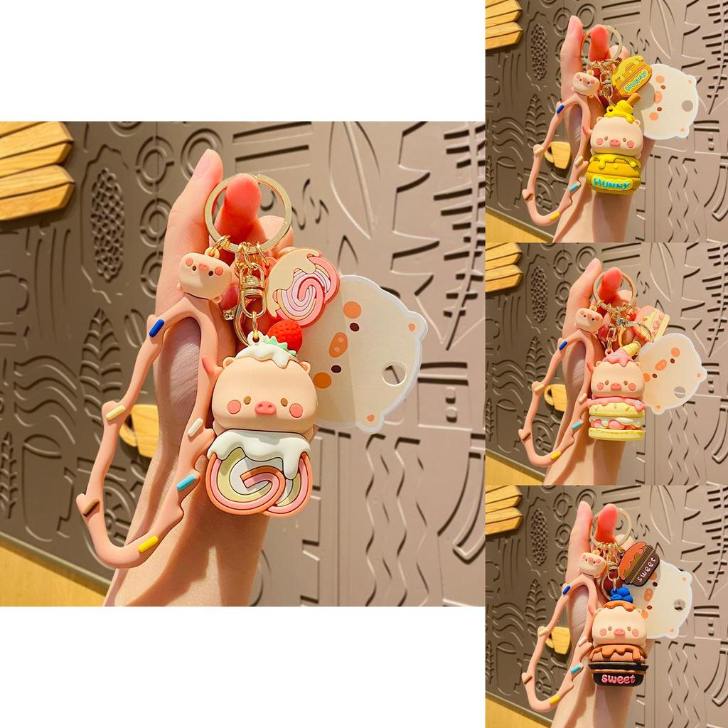 Cute Piggy Cartoon Keychain Adorable Silicone Accessory For Cars And Bags