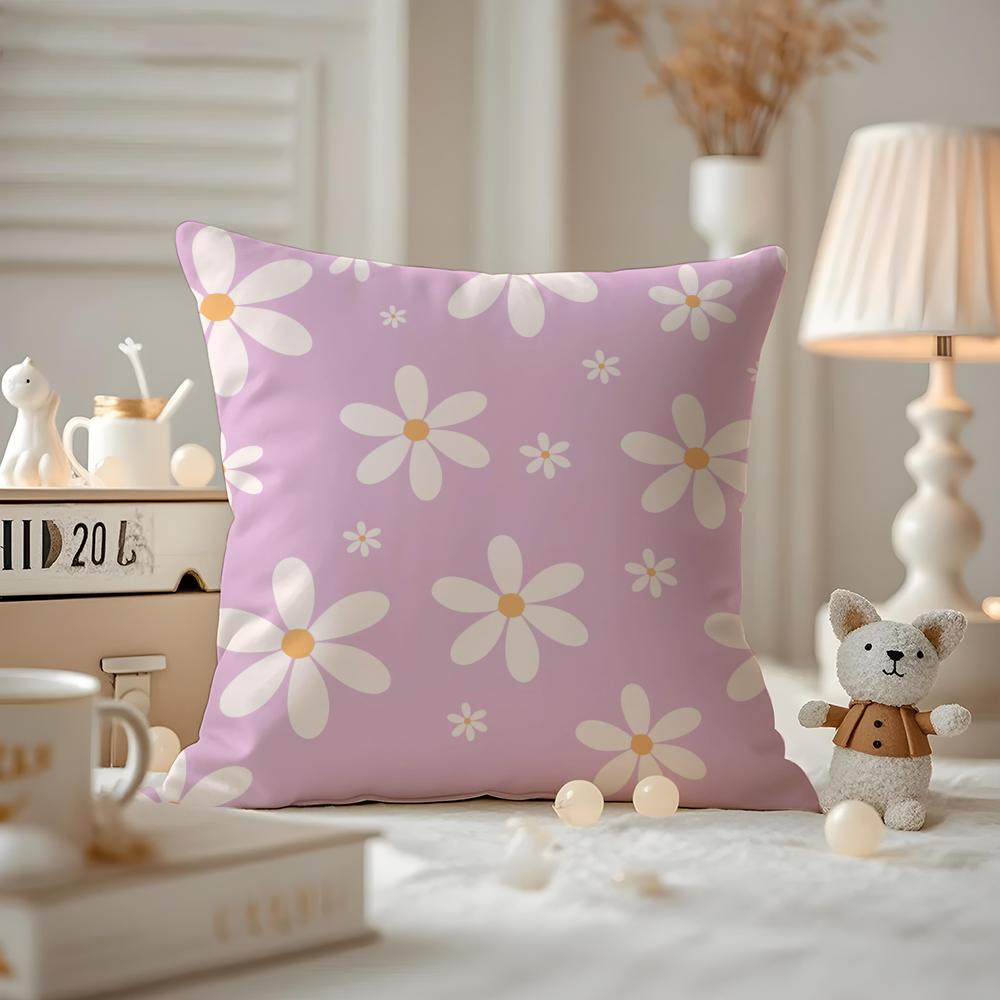 Romantisches Gänseblümchen-Frühlingskissenbezugmuster Bedruckter Kissenbezug für Wohnzimmersofa Kissenbezug & Schlafzimmerdeko